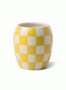 CM1106EU Checkmate Checkered Porcelain Candle 311g - Orchre - Golden Amber